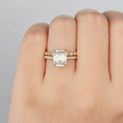 2.50 CT Emerald Cut Solitaire Style Moissanite Bridal Ring Set Mapple Gems